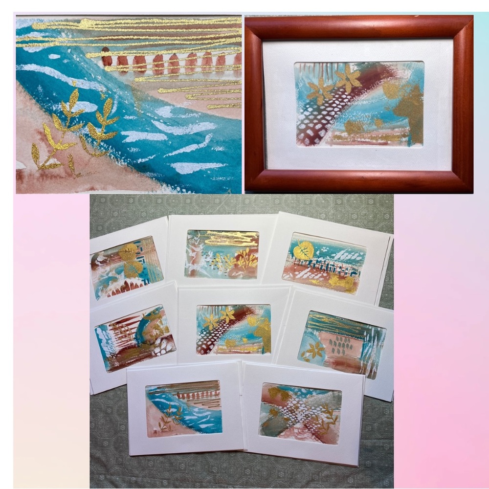 Hand Painted Frameable Nature Inspired Abstract Watercolor Blank Greeting Cards